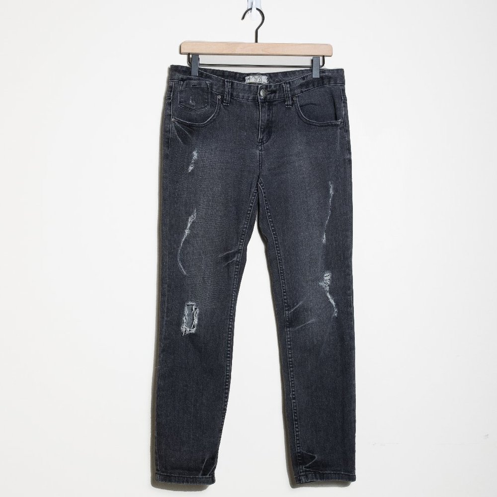 Free People Distressed Charcoal Jeans